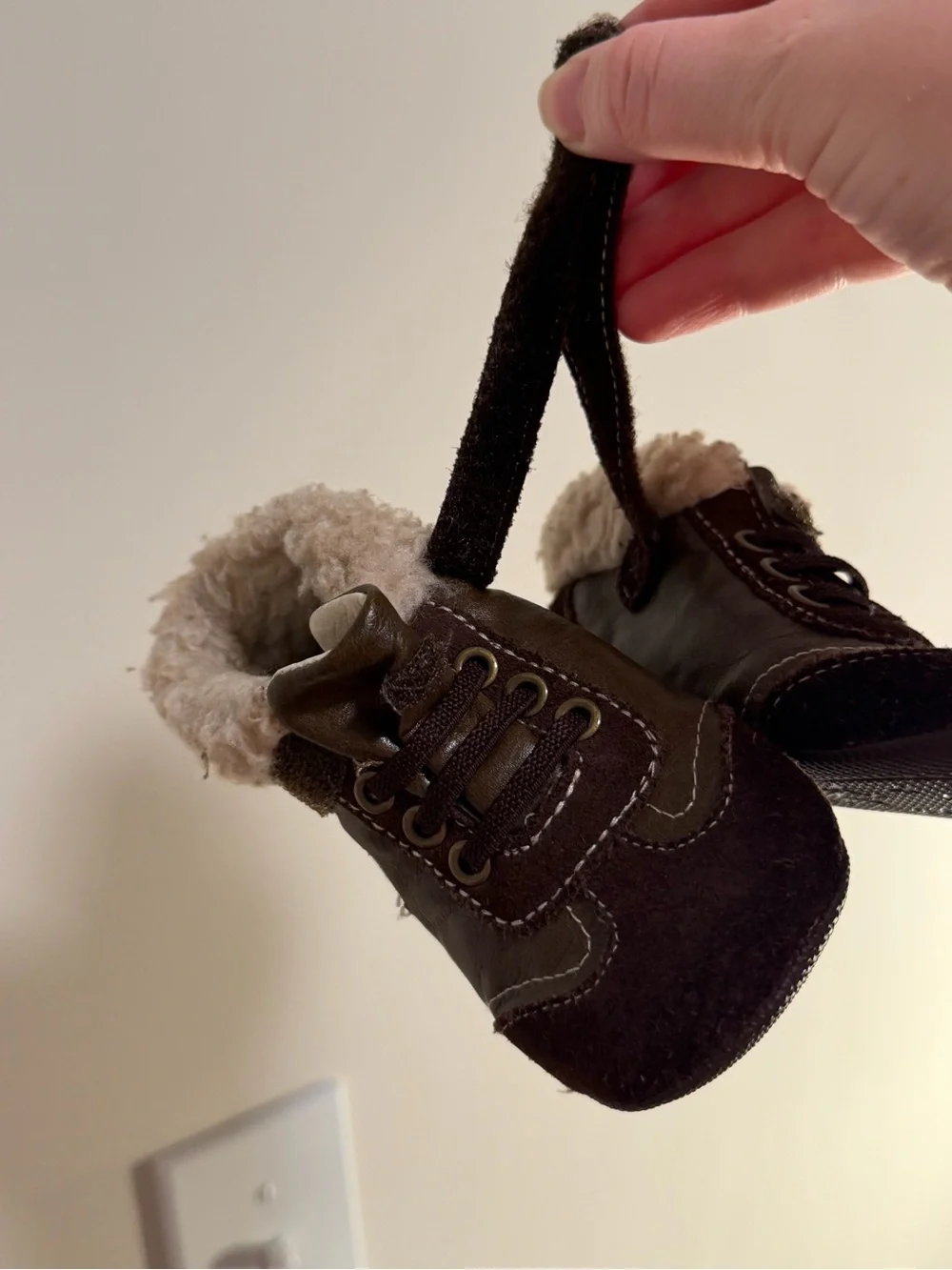 Robeez Infant Brown Fleece-Lined Ankle Aviator Boots- Size 3